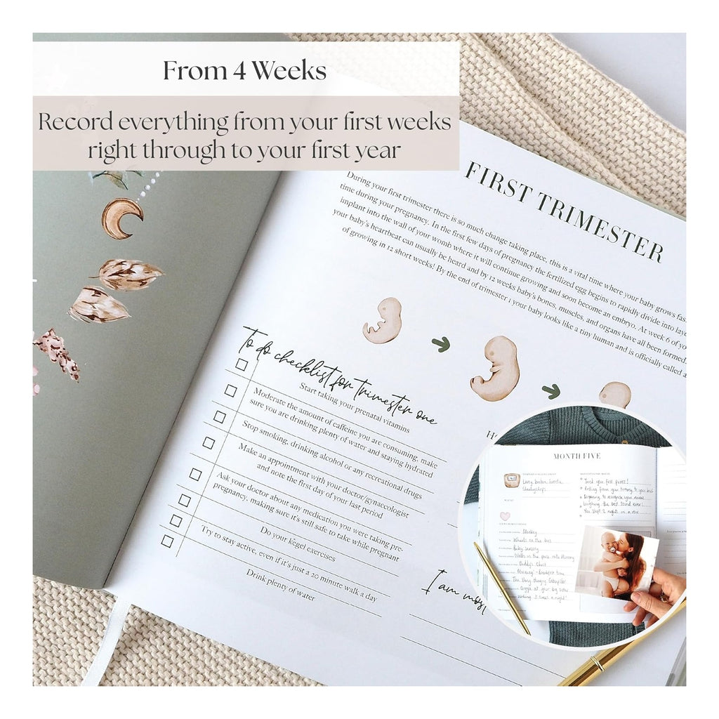 Pregnancy Journal – Weekly Pregnancy Planner & Scrapbook, Ultrasound Photo Pages, Milestone Trackers & First‑Year Keepsake Book - Pregnant Gifts For New Mom