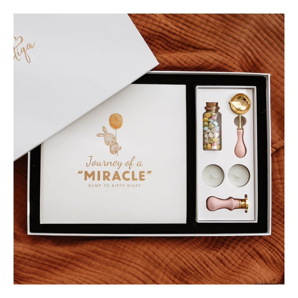 Pregnancy Journal for First Time Moms, Baby Essentials Memory Book Gift Set, All-in-One Keepsake Box with Wax Seal Kit and Footprint Kit, Elegant Baby Scrapbook with Photo Album, Bump to Birth