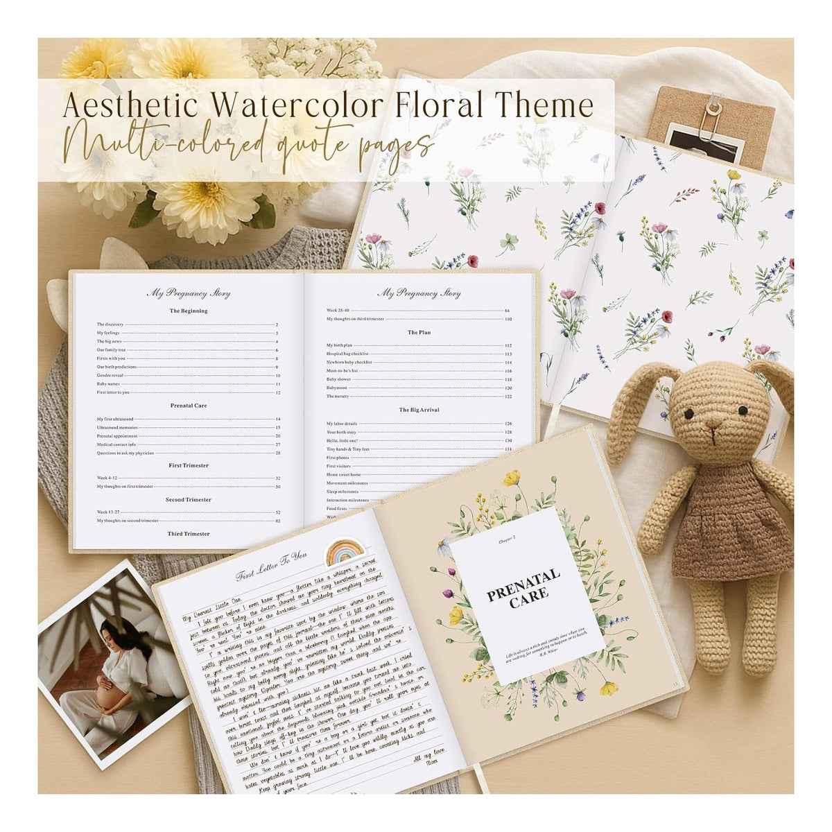 My Pregnancy Journal Memory Book for First Time Mom, 156 Page Pregnant Announcement Must Have Planner, Pregnancy Tracking Diary Scrapbook Keepsake Gift for Mom to Be Expecting New Parent Beige