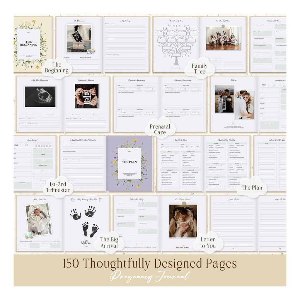 My Pregnancy Journal Memory Book for First Time Mom, 156 Page Pregnant Announcement Must Have Planner, Pregnancy Tracking Diary Scrapbook Keepsake Gift for Mom to Be Expecting New Parent Beige