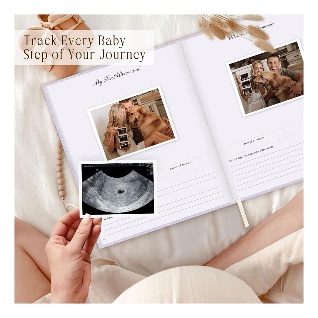 My Pregnancy Journal Memory Book for First Time Mom, 156 Page Pregnant Announcement Must Have Planner, Pregnancy Tracking Diary Scrapbook Keepsake Gift for Mom to Be Expecting New Parent Beige