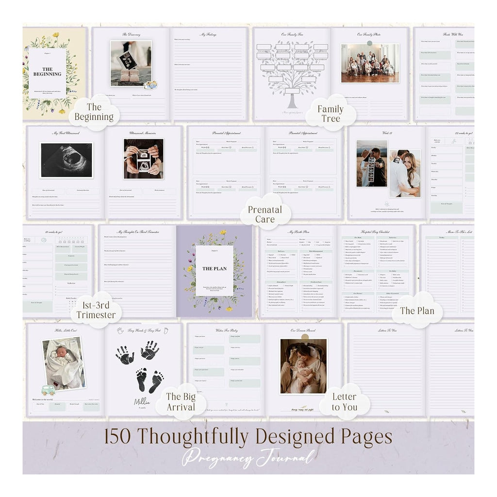 My Pregnancy Journal Memory Book for First Time Mom, 156 Page Pregnant Announcement Must Have Planner, Pregnancy Tracking Diary Scrapbook Keepsake Gift for Mom to Be Expecting New Parent Beige