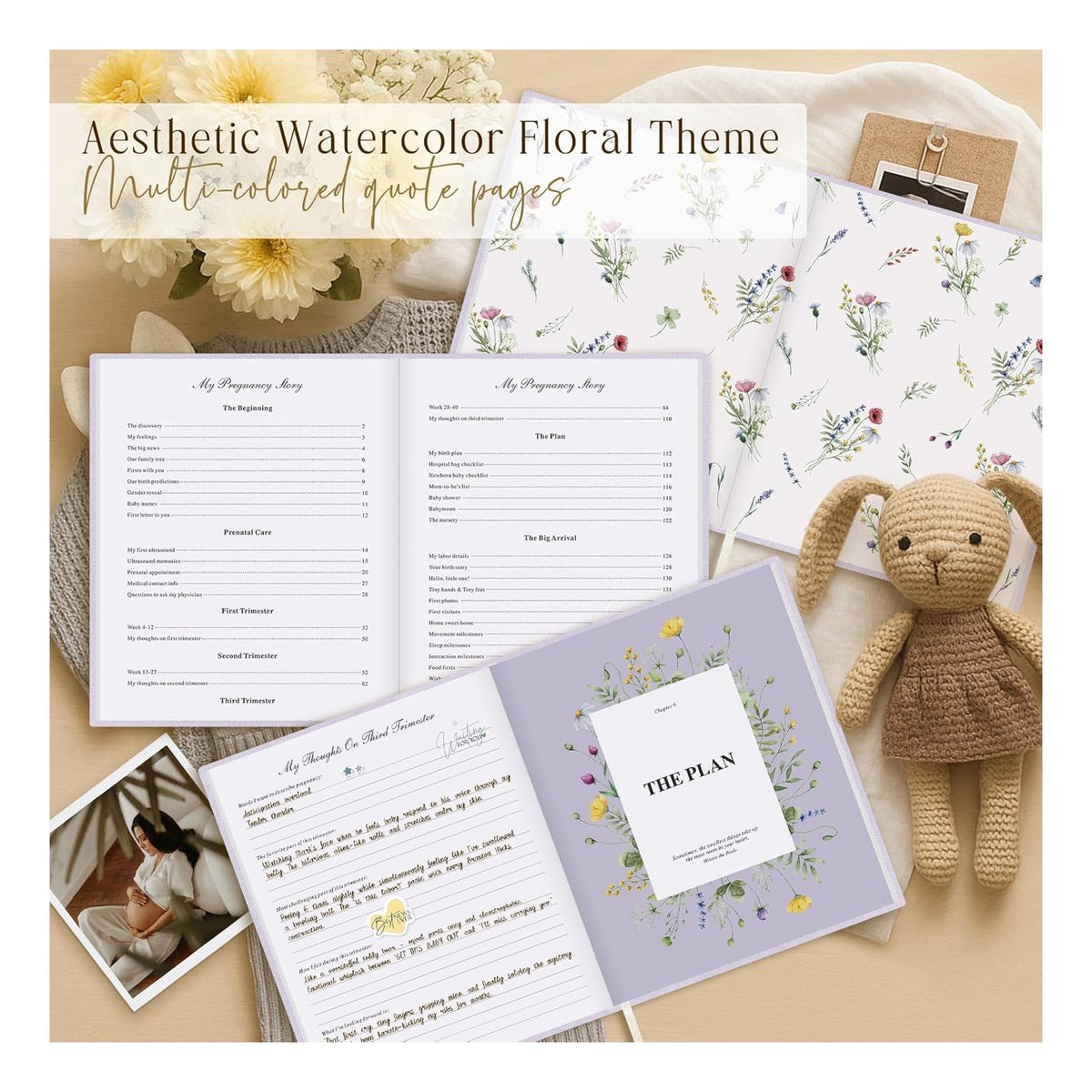 My Pregnancy Journal Memory Book for First Time Mom, 156 Page Pregnant Announcement Must Have Planner, Pregnancy Tracking Diary Scrapbook Keepsake Gift for Mom to Be Expecting New Parent Beige
