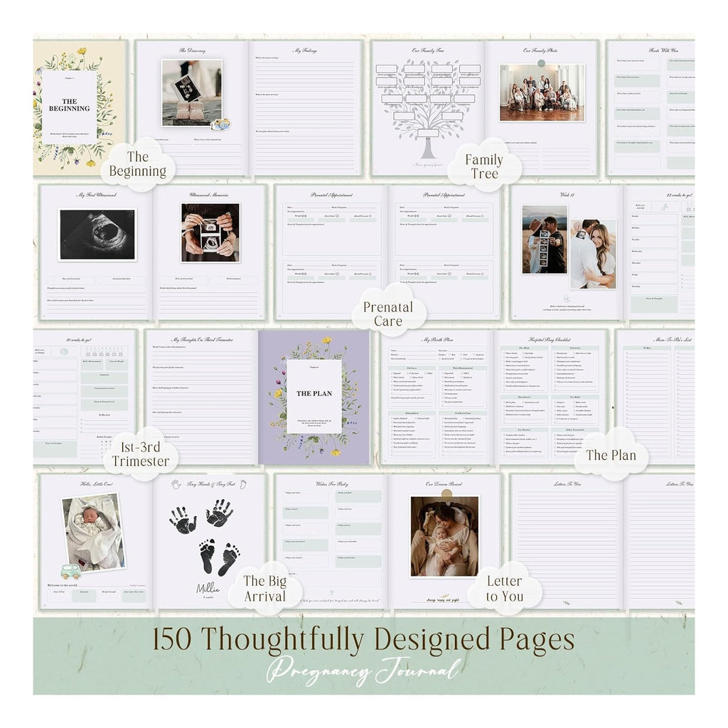My Pregnancy Journal Memory Book for First Time Mom, 156 Page Pregnant Announcement Must Have Planner, Pregnancy Tracking Diary Scrapbook Keepsake Gift for Mom to Be Expecting New Parent Beige