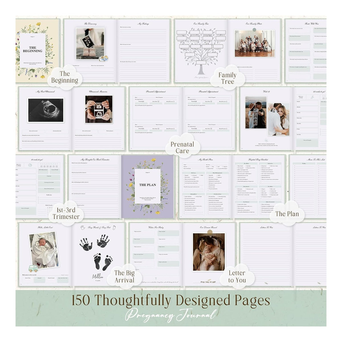 My Pregnancy Journal Memory Book for First Time Mom, 156 Page Pregnant Announcement Must Have Planner, Pregnancy Tracking Diary Scrapbook Keepsake Gift for Mom to Be Expecting New Parent Beige