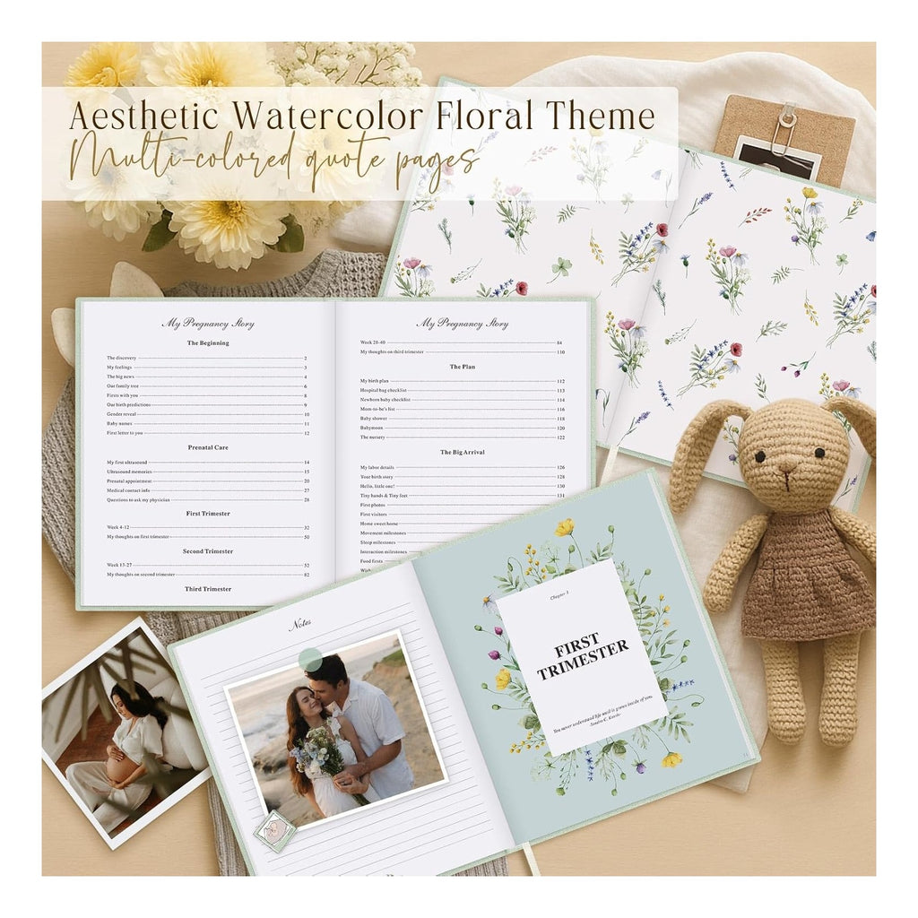 My Pregnancy Journal Memory Book for First Time Mom, 156 Page Pregnant Announcement Must Have Planner, Pregnancy Tracking Diary Scrapbook Keepsake Gift for Mom to Be Expecting New Parent Beige