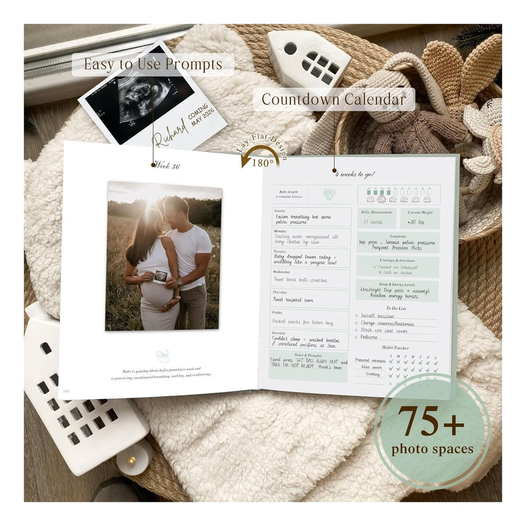 My Pregnancy Journal Memory Book for First Time Mom, 156 Page Pregnant Announcement Must Have Planner, Pregnancy Tracking Diary Scrapbook Keepsake Gift for Mom to Be Expecting New Parent Beige