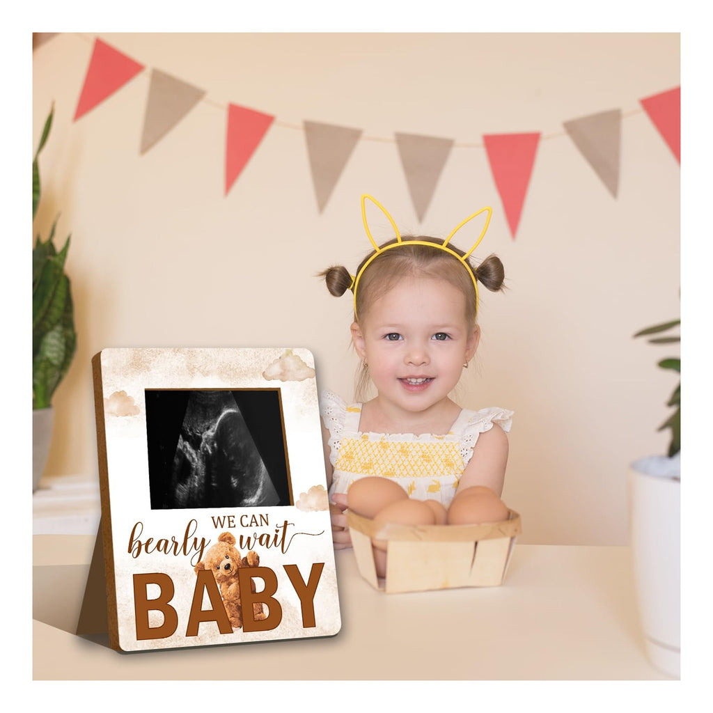 Bear Baby Shower Decorations, Baby Shower Sign Picture Frame, Cute Bear Shower Gender Reveal, Pregnancy Milestone Keepsake, Pregnancy Announcement Sonogram Photo Frames,Brown