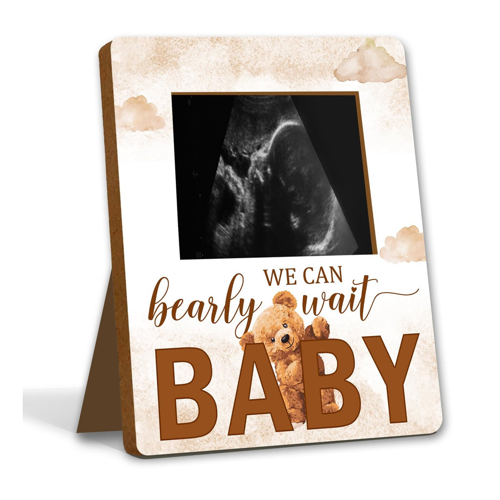 Bear Baby Shower Decorations, Baby Shower Sign Picture Frame, Cute Bear Shower Gender Reveal, Pregnancy Milestone Keepsake, Pregnancy Announcement Sonogram Photo Frames,Brown
