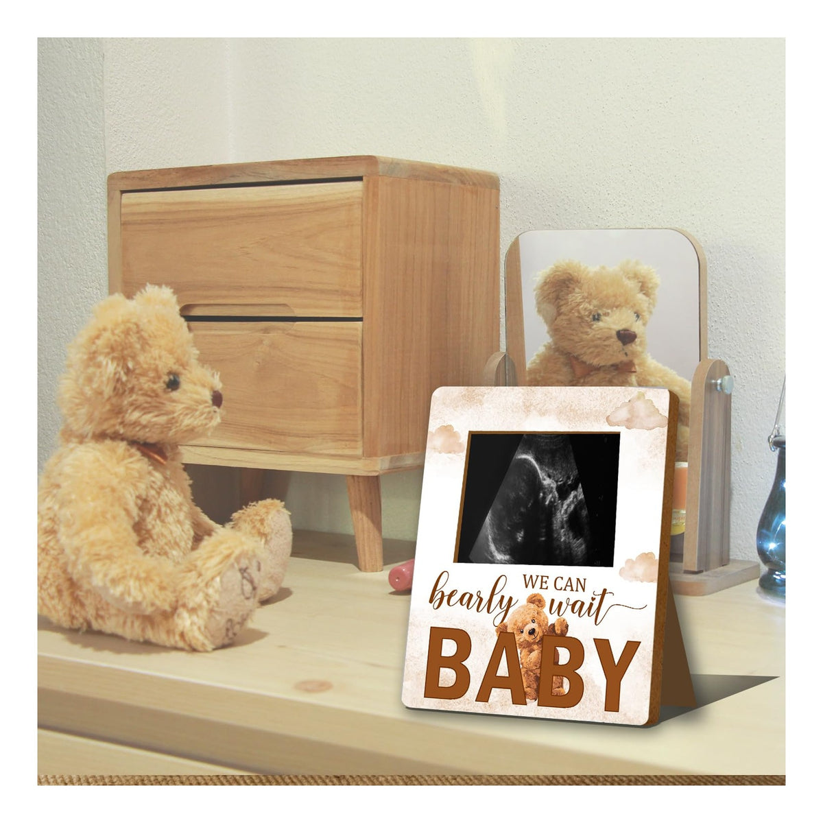 Bear Baby Shower Decorations, Baby Shower Sign Picture Frame, Cute Bear Shower Gender Reveal, Pregnancy Milestone Keepsake, Pregnancy Announcement Sonogram Photo Frames,Brown