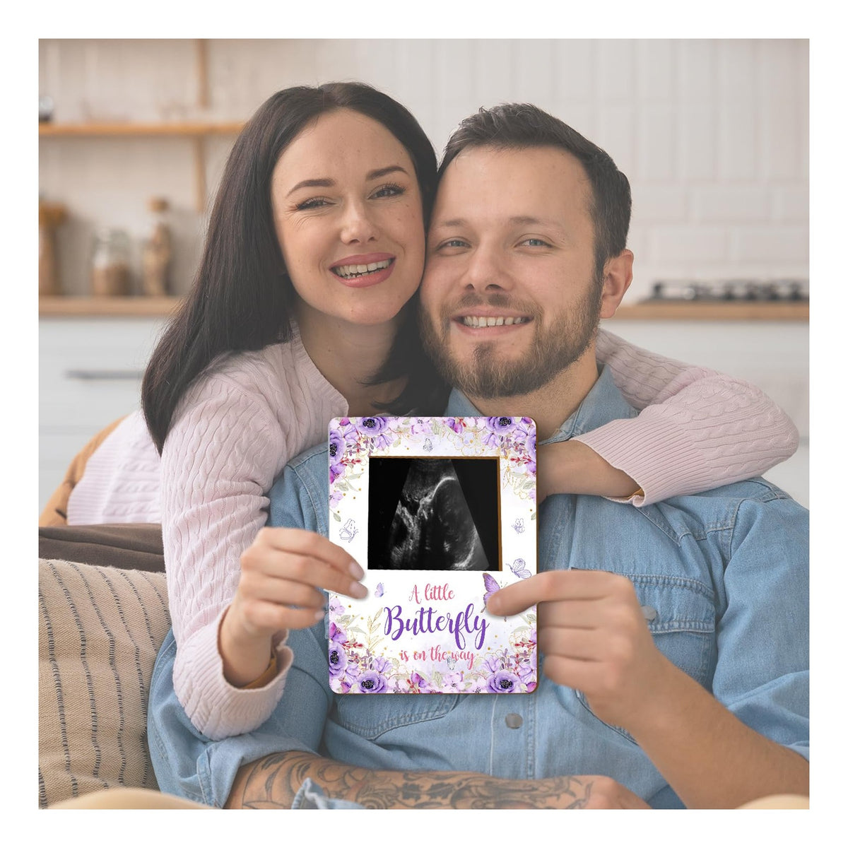 Butterfly Baby Shower Decorations, Butterfly Baby Shower Sign Picture Frame, Girl Decor for Gender Reveal, Pregnancy Milestone Keepsake, Pregnancy Announcement Sonogram Photo Frames