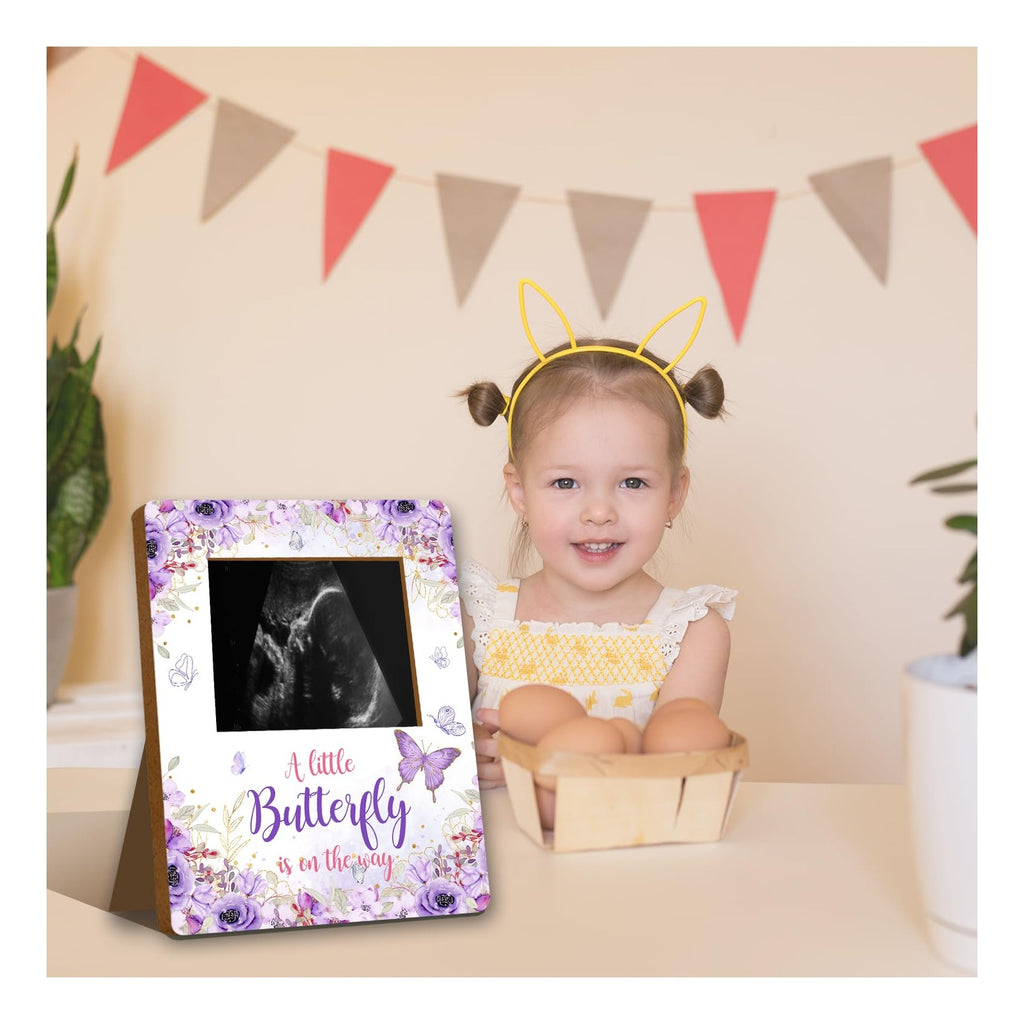 Butterfly Baby Shower Decorations, Butterfly Baby Shower Sign Picture Frame, Girl Decor for Gender Reveal, Pregnancy Milestone Keepsake, Pregnancy Announcement Sonogram Photo Frames