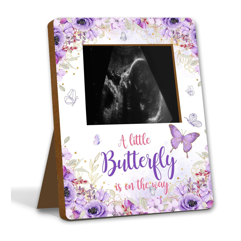 Butterfly Baby Shower Decorations, Butterfly Baby Shower Sign Picture Frame, Girl Decor for Gender Reveal, Pregnancy Milestone Keepsake, Pregnancy Announcement Sonogram Photo Frames