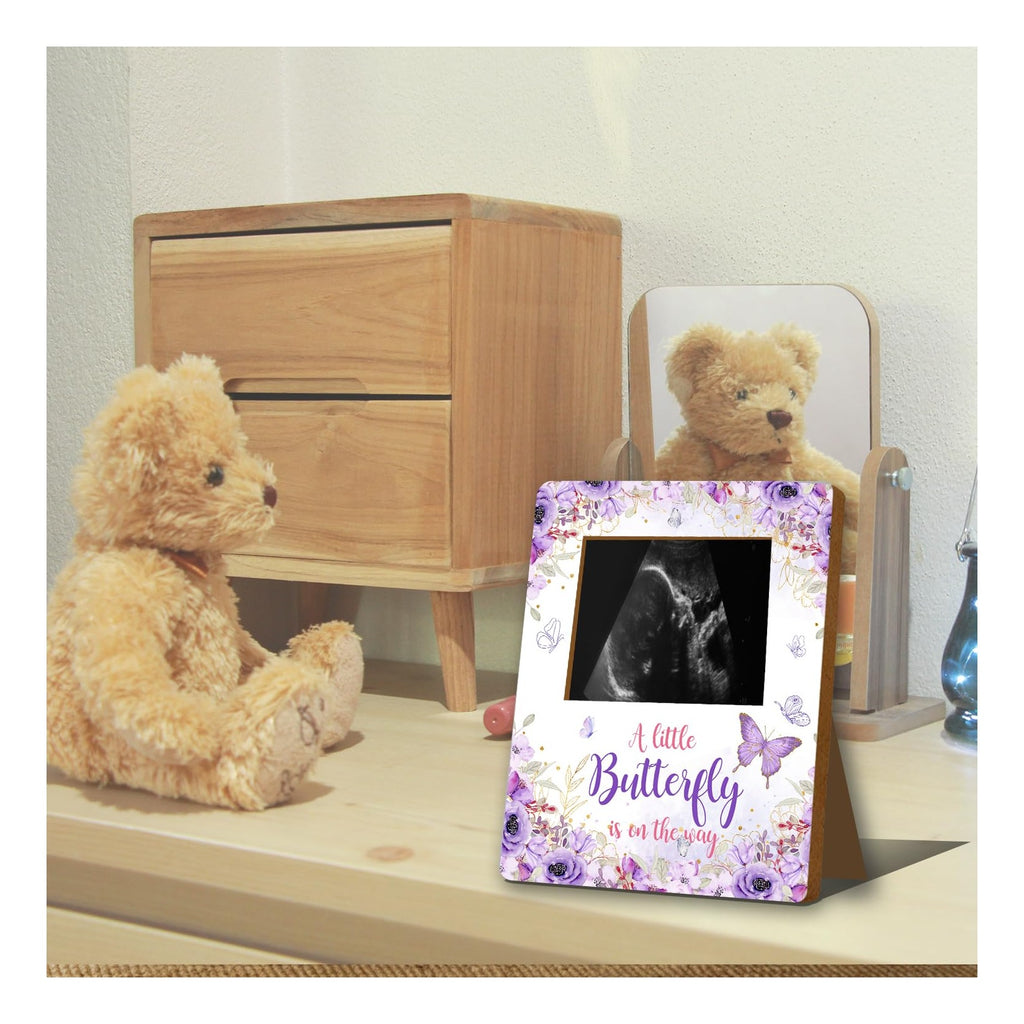 Butterfly Baby Shower Decorations, Butterfly Baby Shower Sign Picture Frame, Girl Decor for Gender Reveal, Pregnancy Milestone Keepsake, Pregnancy Announcement Sonogram Photo Frames