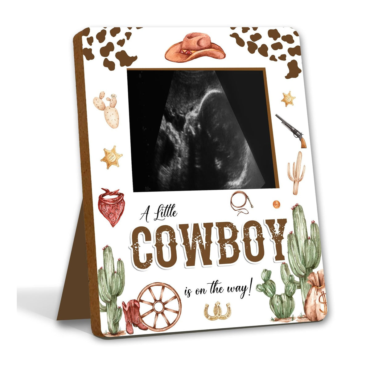 Cowboy Baby Shower Decorations, Baby Shower Sign Picture Frame, Cowboy Party Decor for Gender Reveal, Pregnancy Milestone Keepsake, Pregnancy Announcement Sonogram Photo Frames
