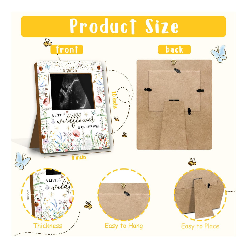 Wildflower Baby Shower Decorations, Baby Shower Sign Picture Frame, WildFlower Party Decor for Gender Reveal, Pregnancy Milestone Keepsake, Pregnancy Announcement Sonogram Photo Frames
