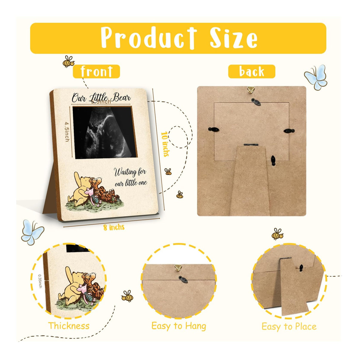 Baby Shower Decor - Picture Frame, Sign, Ultrasound Frame, Pregnancy Milestone Keepsake & Gender Reveal Decor