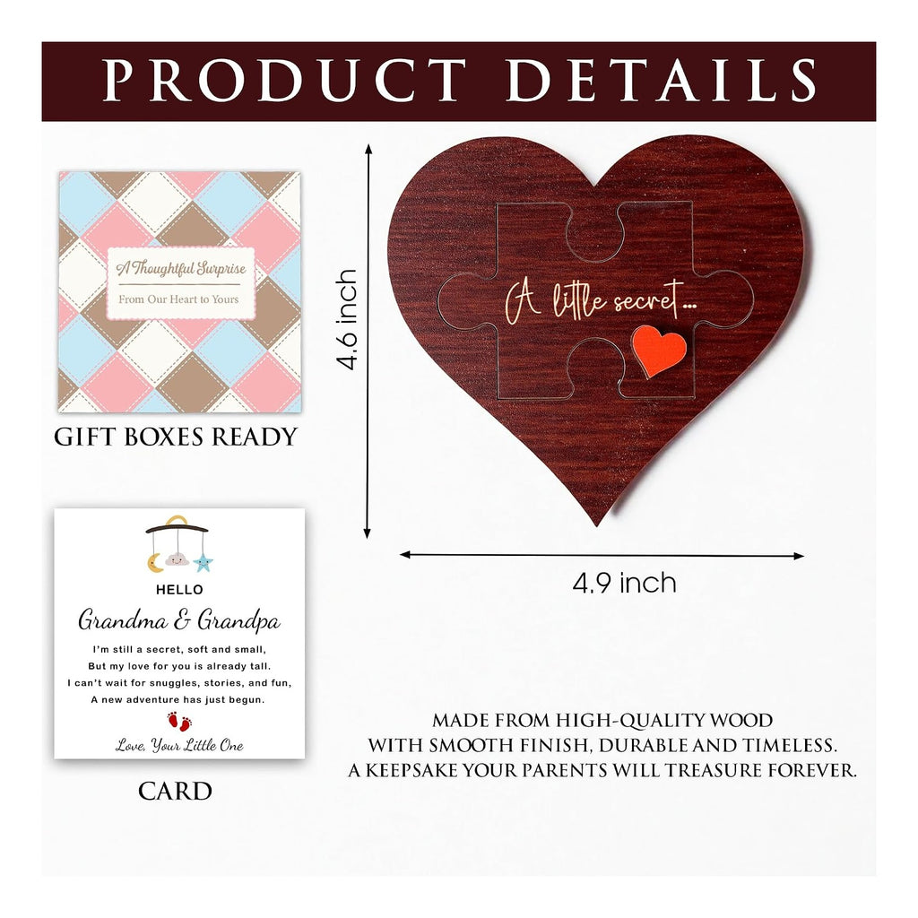 Reveal Wooden Heart Keepsake, Pregnancy Announcement for Grandparents, Baby Announcement Sign, Pregnancy Reveal Ideas, First Time Grandparents Gifts