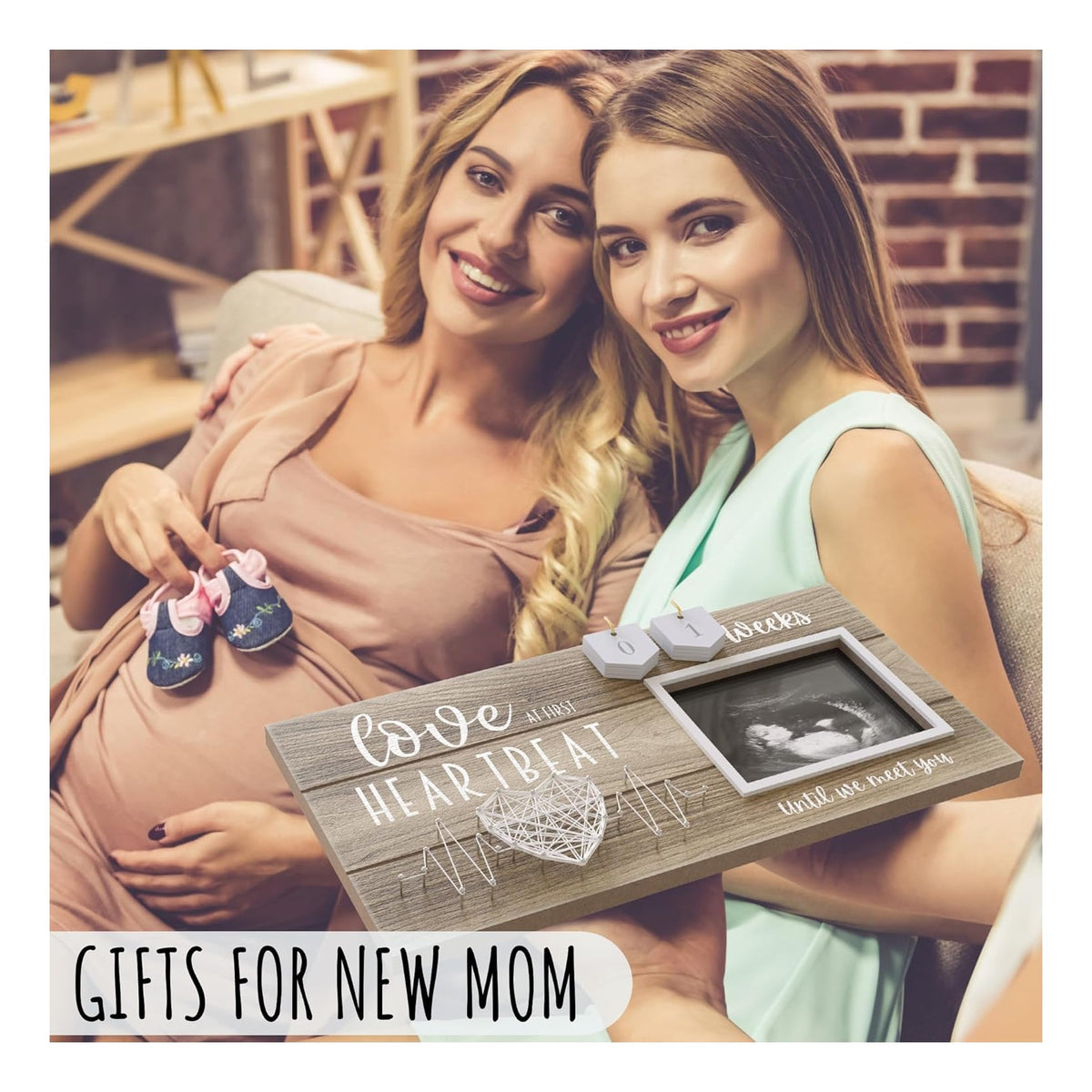 Baby Sonogram Picture Frame with Countdown Weeks - Standard 4"x3" Ultrasound Photo - Pregnancy Announcements Ideas - Gender Reveal Baby-Shower Gift - New Mom Expecting Parents to Be Keepsake Gifts