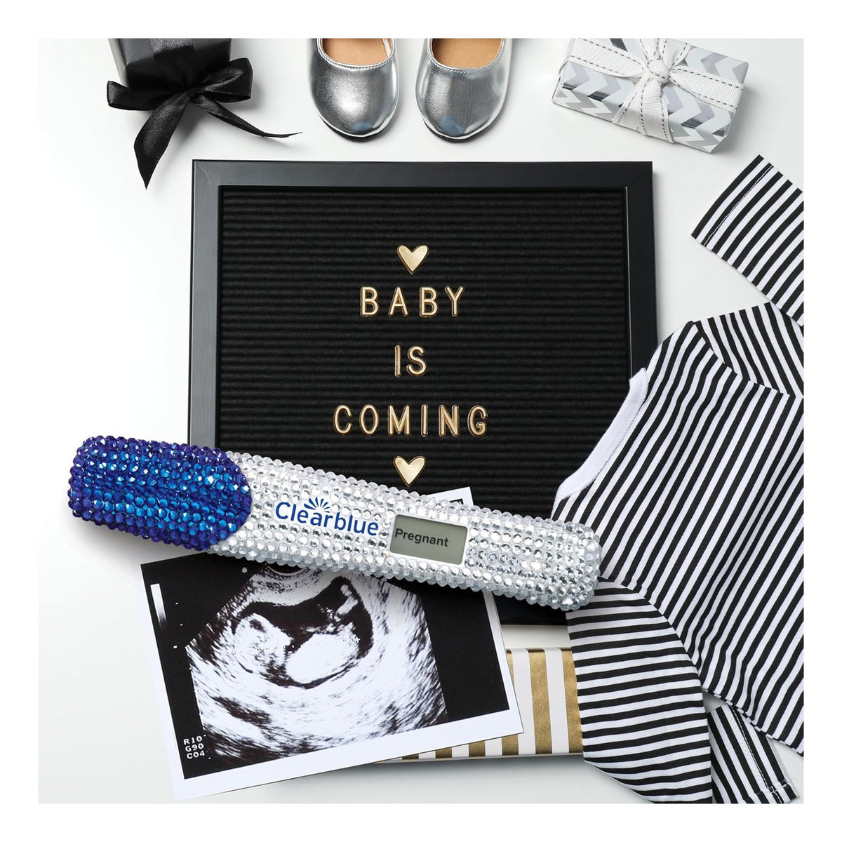 Bedazzled Pregnancy Announcement Keepsake Stick 1ct; Unique and Memorable Reminder for Sharing Special Moments on Social Media
