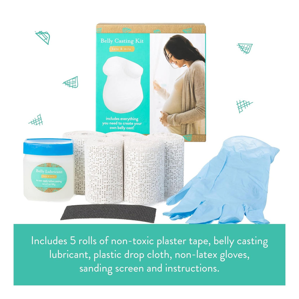 Belly Casting Kit – DIY Pregnancy Keepsake Maternity Belly Cast Kit with 5 Non-Toxic Plaster Rolls, Gloves & Lubricant – Personalized Gift for Expecting Moms & Nursery Décor