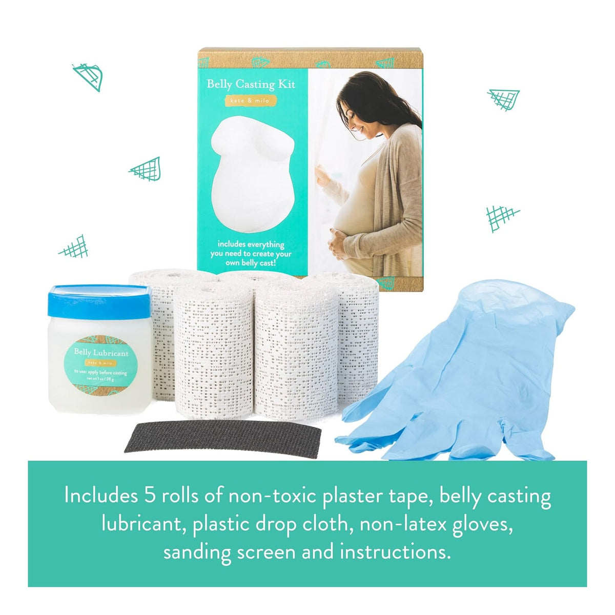 Belly Casting Kit – DIY Pregnancy Keepsake Maternity Belly Cast Kit with 5 Non-Toxic Plaster Rolls, Gloves & Lubricant – Personalized Gift for Expecting Moms & Nursery Décor