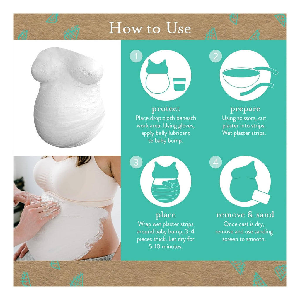 Belly Casting Kit – DIY Pregnancy Keepsake Maternity Belly Cast Kit with 5 Non-Toxic Plaster Rolls, Gloves & Lubricant – Personalized Gift for Expecting Moms & Nursery Décor