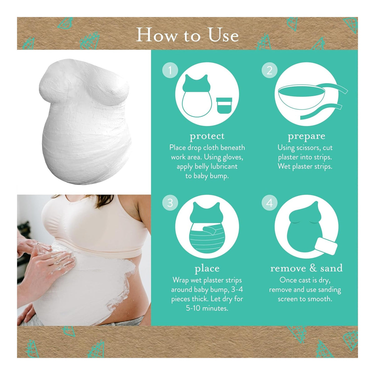 Belly Casting Kit – DIY Pregnancy Keepsake Maternity Belly Cast Kit with 5 Non-Toxic Plaster Rolls, Gloves & Lubricant – Personalized Gift for Expecting Moms & Nursery Décor