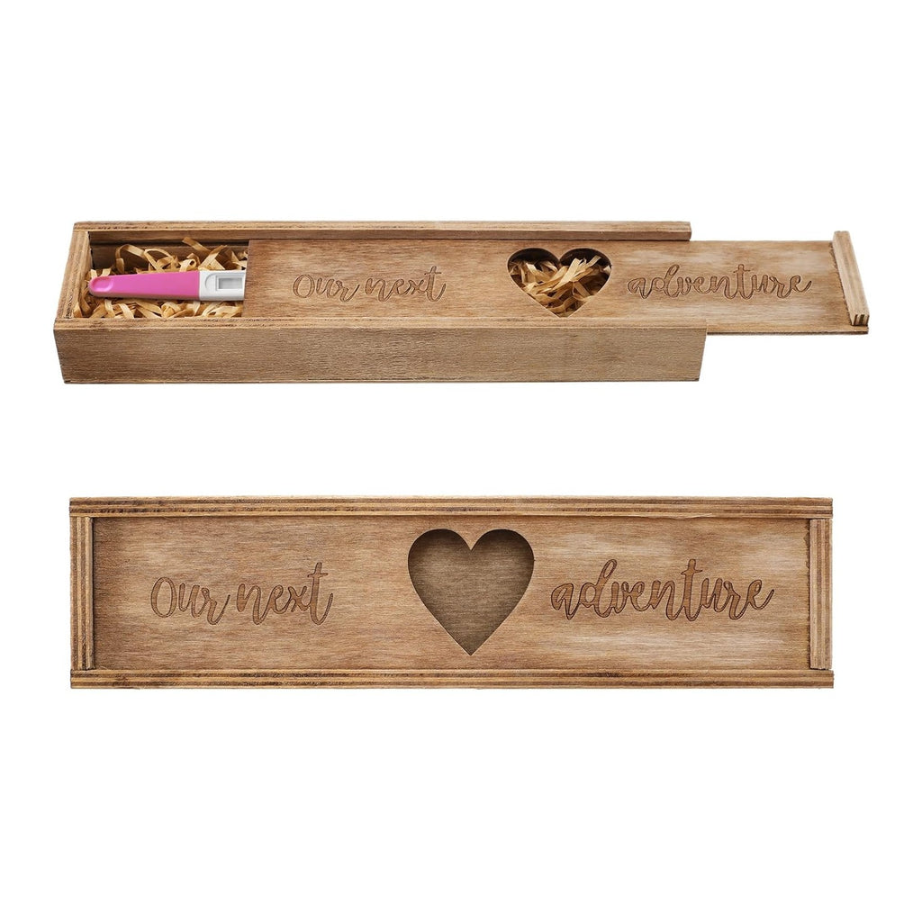 Pregnancy Test Gifts Box Keepsake Box Pregnancy Announcement for Husband Wooden Baby Reveal Announcements Surprise Ideas Test Holder Baby Souvenir for Dad Grandma Grandparents