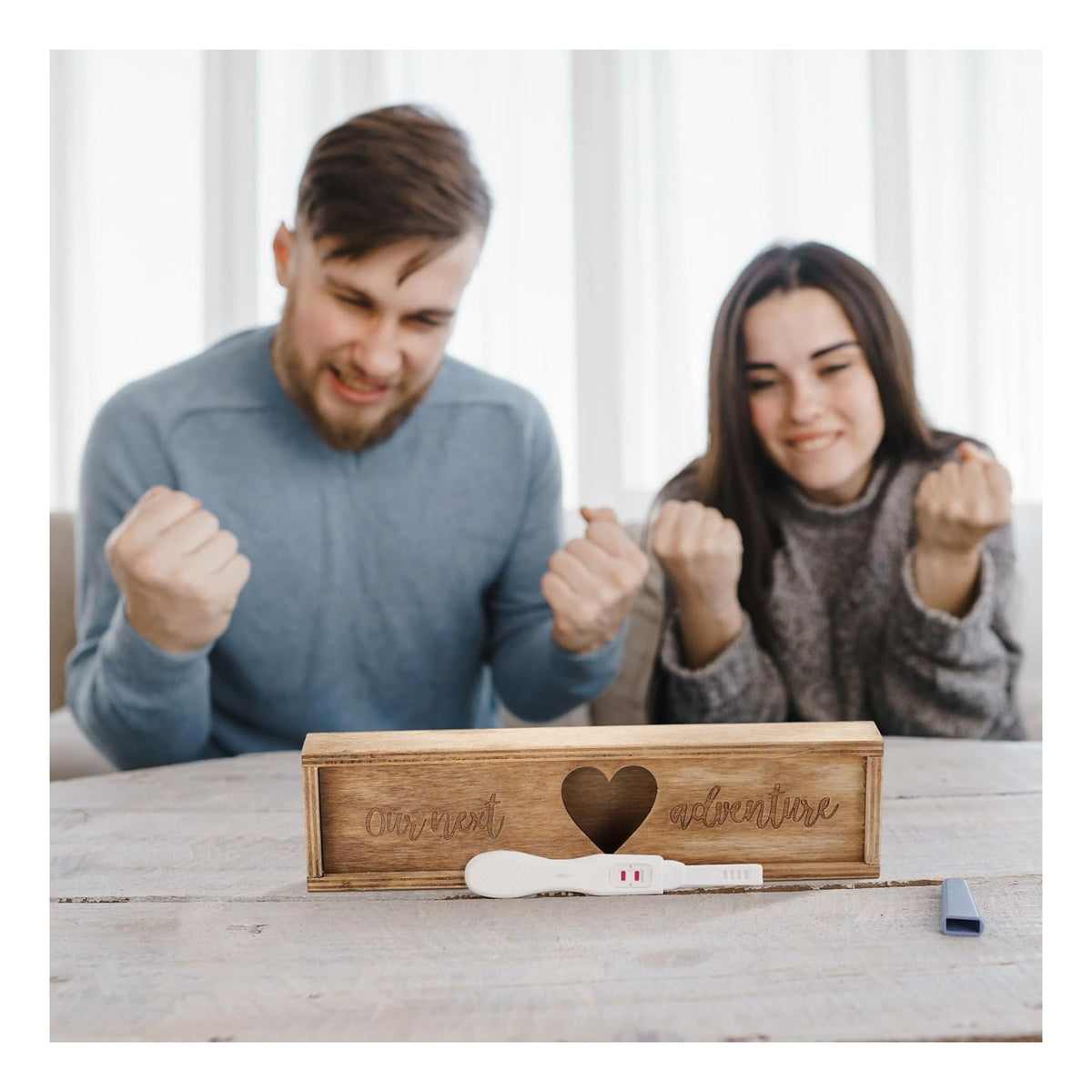 Pregnancy Test Gifts Box Keepsake Box Pregnancy Announcement for Husband Wooden Baby Reveal Announcements Surprise Ideas Test Holder Baby Souvenir for Dad Grandma Grandparents