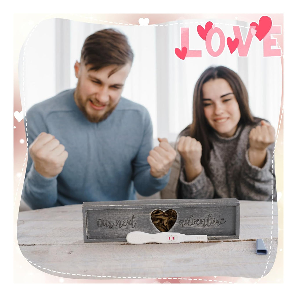 Pregnancy Test Gifts Box Keepsake Box Pregnancy Announcement for Husband Wooden Baby Reveal Announcements Surprise Ideas Test Holder Baby Souvenir for Dad Grandma Grandparents