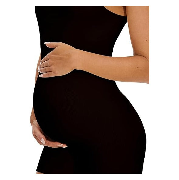 Maternity Workout Romper Pregnancy Yoga Ribbed One Piece Seamless Tank Top Jumpsuit