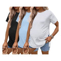 3 Pack Maternity Shirts Short Sleeve Split Side Pregnancy Tops Casual Pregnant Tunic Blouse