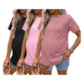 3 Pack Maternity Shirts Short Sleeve Split Side Pregnancy Tops Casual Pregnant Tunic Blouse