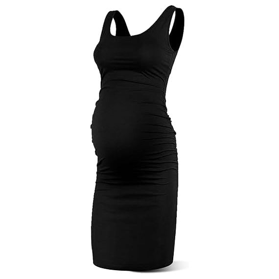 Women Summer Sleeveless Maternity Dress Pregnancy Tank Scoop Neck Mama Clothes Casual Bodycon Clothing