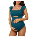 Maternity Bathing Suits for Women Ribbed Tie Knot Maternity Swimsuit Cutout Ruched Pregnancy Swimwear