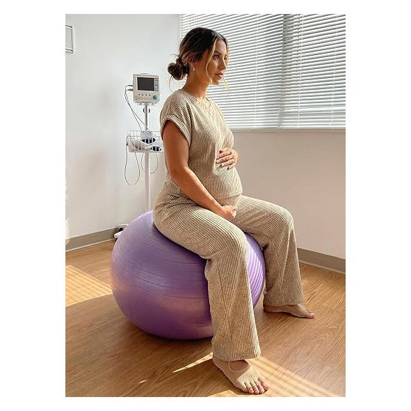 Maternity Clothes Ribbed Short Sleeve Maternity Pajamas Sets Sleepwear Lounge 2 Piece Matching Outfits Set