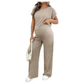 Maternity Clothes Ribbed Short Sleeve Maternity Pajamas Sets Sleepwear Lounge 2 Piece Matching Outfits Set