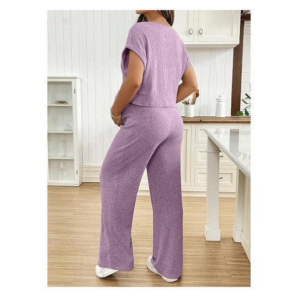 Maternity Clothes Ribbed Short Sleeve Maternity Pajamas Sets Sleepwear Lounge 2 Piece Matching Outfits Set