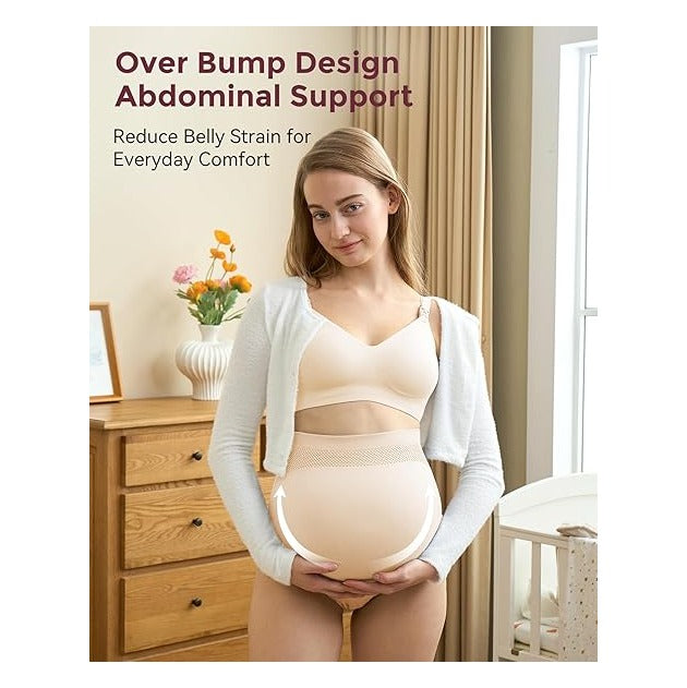 Women's Maternity High Waist Underwear Pregnancy Soft Seamless Maternity Underwear Over Bump