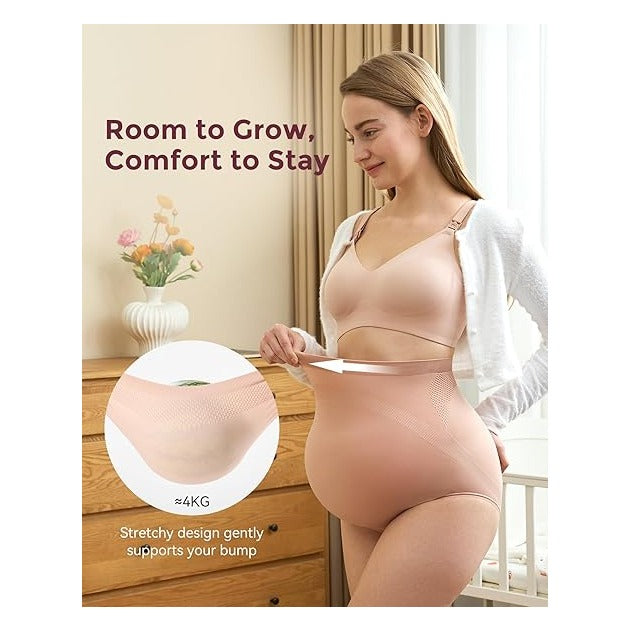 Women's Maternity High Waist Underwear Pregnancy Soft Seamless Maternity Underwear Over Bump