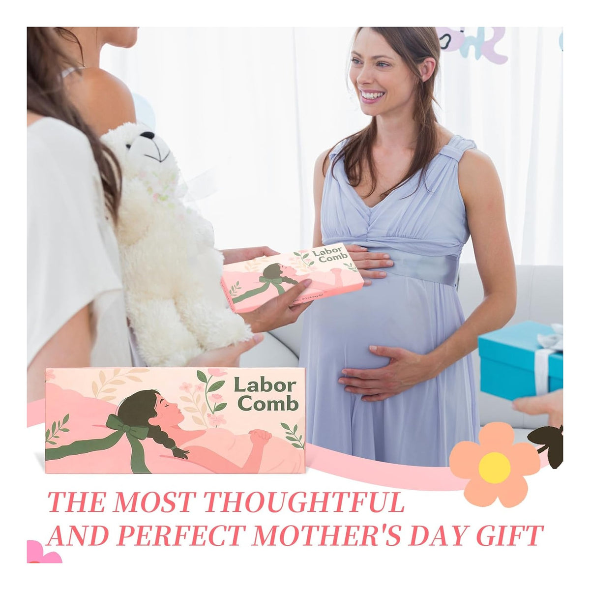 Birth Comb for Labor Pain, Natural Wooden Labor Combs for Women Pregnancy, pregnancy hospital bag essentials＆Delivery Essentials, Baby Comb ＆ Shower Comb for New Mom Gifts