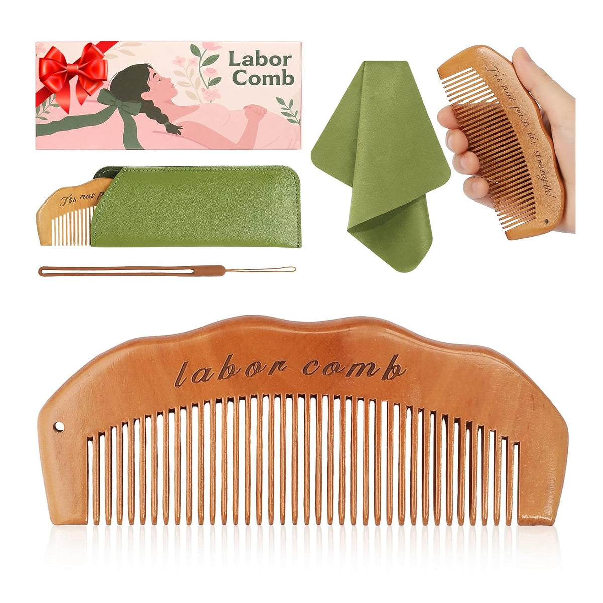 Birth Comb for Labor Pain, Natural Wooden Labor Combs for Women Pregnancy, pregnancy hospital bag essentials＆Delivery Essentials, Baby Comb ＆ Shower Comb for New Mom Gifts