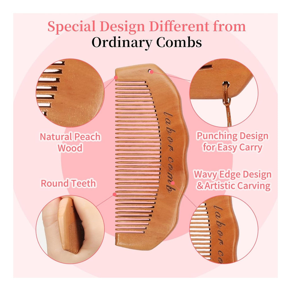 Birth Comb for Labor Pain, Natural Wooden Labor Combs for Women Pregnancy, pregnancy hospital bag essentials＆Delivery Essentials, Baby Comb ＆ Shower Comb for New Mom Gifts