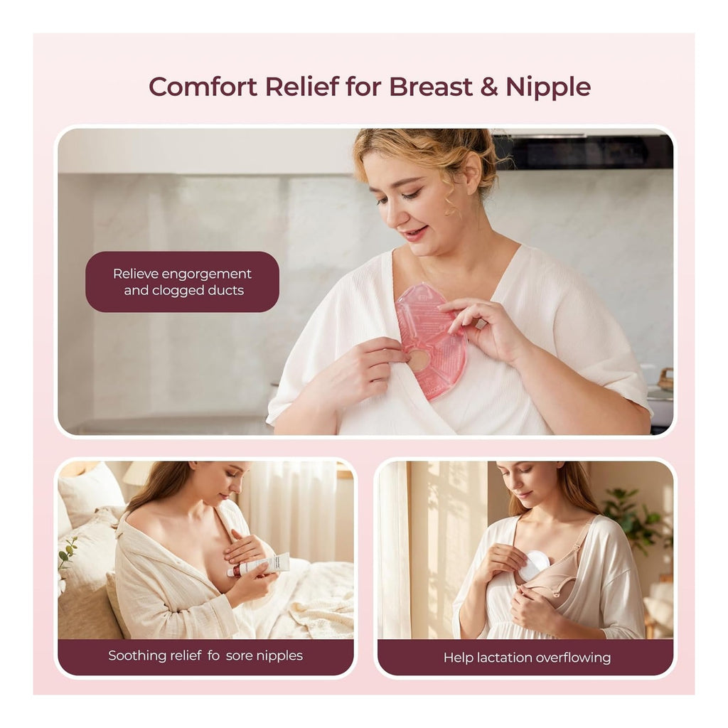Postpartum Essentials Kit, Initiate breastfeeding for New Moms, Hospital Bag Must Haves with Nursing Pads, Hot & Cold Breast Pads, Nipple Cream, Colostrum Collectors and Milk Storage Bags