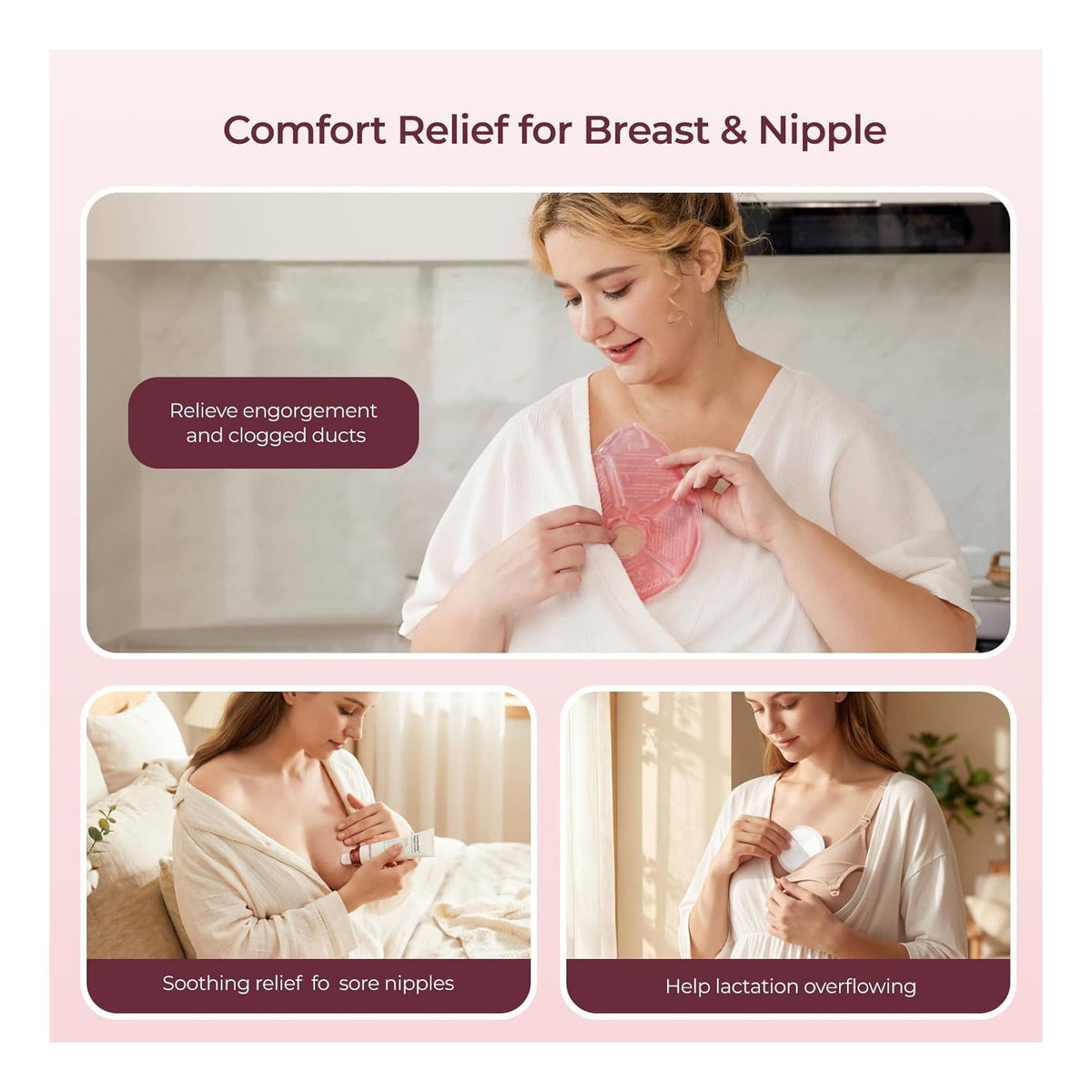 Postpartum Essentials Kit, Initiate breastfeeding for New Moms, Hospital Bag Must Haves with Nursing Pads, Hot & Cold Breast Pads, Nipple Cream, Colostrum Collectors and Milk Storage Bags