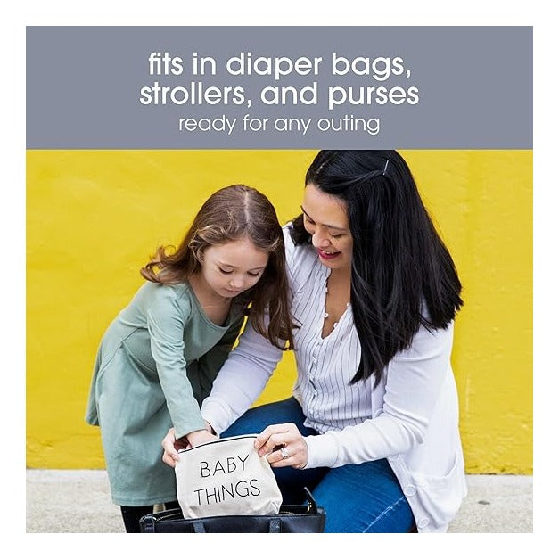 Mommy and Baby Things Pouch Set, Canvas Zipper Organizer Bags for Diaper Bag and Travel, Cosmetic and Makeup Bag for Mom