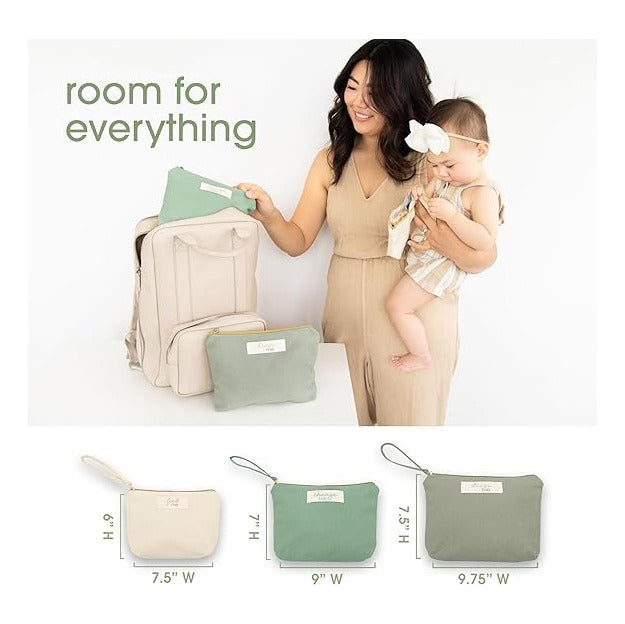 Mommy and Baby Things Pouch Set, Canvas Zipper Organizer Bags for Diaper Bag and Travel, Cosmetic and Makeup Bag for Mom