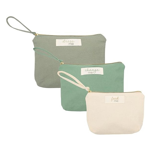 Mommy and Baby Things Pouch Set, Canvas Zipper Organizer Bags for Diaper Bag and Travel, Cosmetic and Makeup Bag for Mom