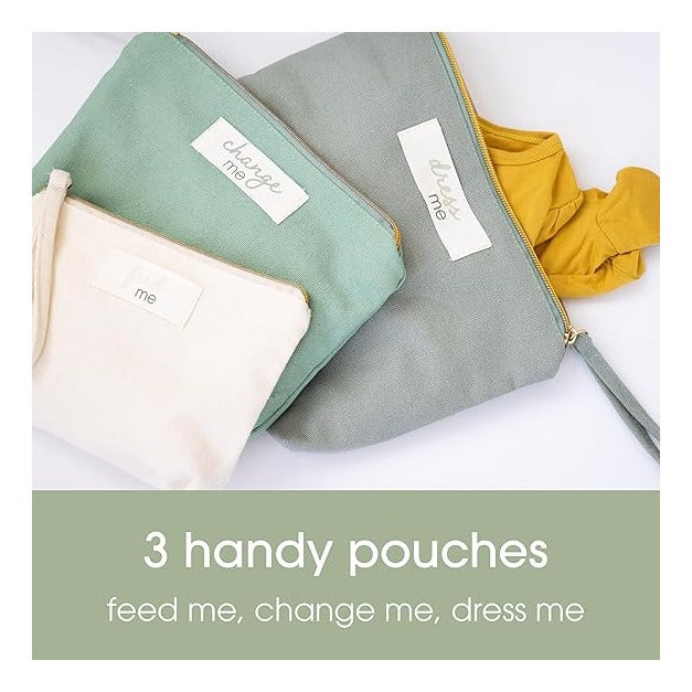 Mommy and Baby Things Pouch Set, Canvas Zipper Organizer Bags for Diaper Bag and Travel, Cosmetic and Makeup Bag for Mom